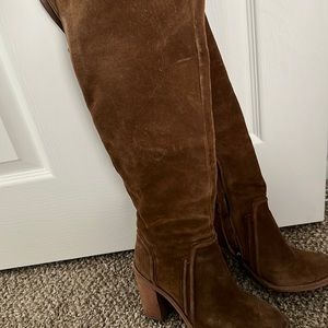 Knee high suede boots